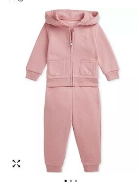 Ralph Lauren Baby Pink Hooded Zip Sweatshirt